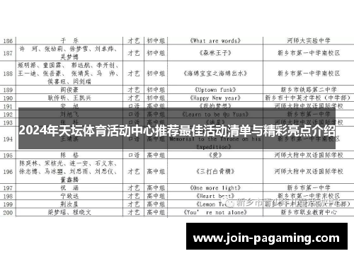 2024年天坛体育活动中心推荐最佳活动清单与精彩亮点介绍