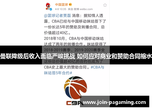 曼联降级后收入面临严峻挑战 如何应对商业和赞助合同缩水