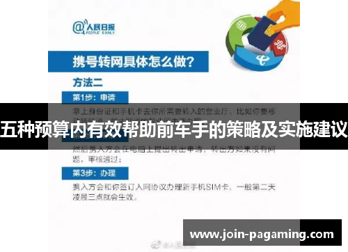 五种预算内有效帮助前车手的策略及实施建议 五种预算内有效帮助前车手的策略及实施建议