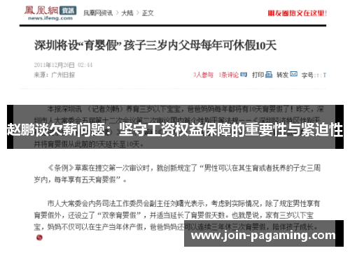 赵鹏谈欠薪问题:坚守工资权益保障的重要性与紧迫性 赵鹏谈欠薪问题:坚守工资权益保障的重要性与紧迫性