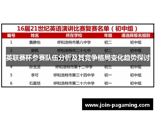 英联赛杯参赛队伍分析及其竞争格局变化趋势探讨 英联赛杯参赛队伍分析及其竞争格局变化趋势探讨