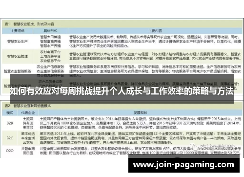 如何有效应对每周挑战提升个人成长与工作效率的策略与方法